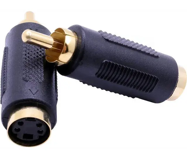 Main image of 2 Pcs S-Video RCA Male to 4 Terminal Female Connector Stereo Audio Video Cable Adapter Coupler (Male to Female)