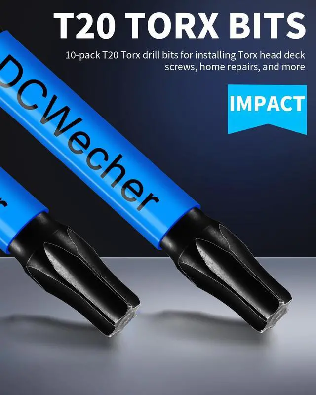 Alt view image 7 of 7 - 10-Pack T20 Torx Bit 2 Inch, Professional-Grade T 20 Torx Screwdriver Bits for Impact Driver, Magnetic Star Design, S2 Alloy Steel with 1/4'' Hex Shank & CNC - Machined Tips