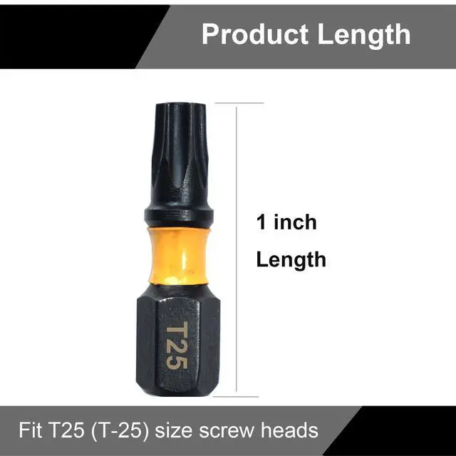 Alt view image 4 of 7 - T25 Torx Screwdriver Bit Set, 10 Pieces, 1 Inch Long, 1/4 Inch Hex Shank