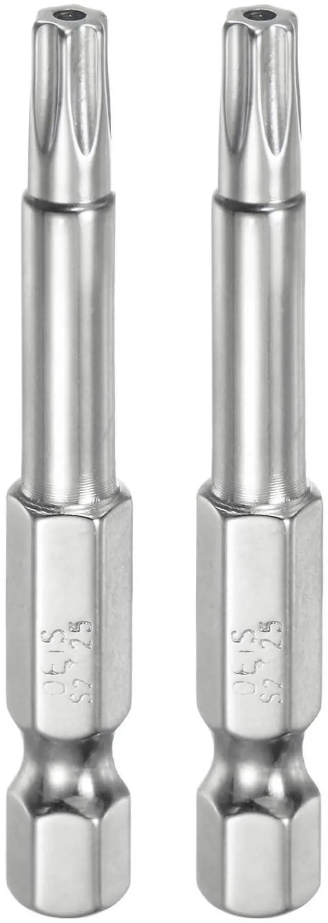 Main image of 2pcs T25 Security Torx Bit 1/4" Hex Shank 2" Long S2 Steel Magnetic Tamper Resistant Star Bits Screwdriver Torx Head with Hole for Driver Drill Bits Remove Fastening Screws