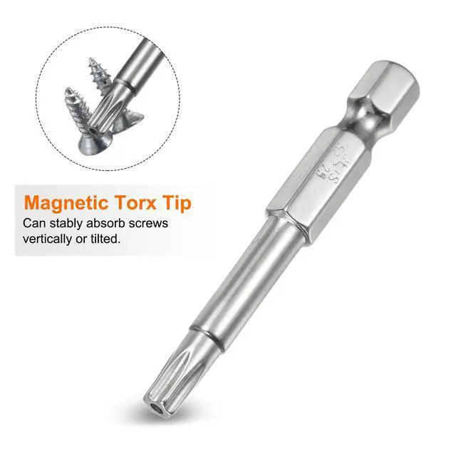 Alt view image 4 of 6 - 2pcs T25 Security Torx Bit 1/4" Hex Shank 2" Long S2 Steel Magnetic Tamper Resistant Star Bits Screwdriver Torx Head with Hole for Driver Drill Bits Remove Fastening Screws