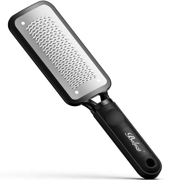 Main image of Professional Foot File & Callus Remover - Stainless Steel Foot Rasp & Metal Feet Scrubber, Pedicure Tool for Hard Skin & Dead Skin Removal, Cracked Heel Repair for Baby Soft Feet (Black)