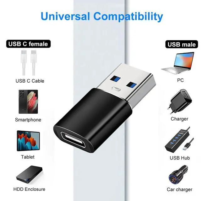 Alt view image 2 of 7 - USB to USB C Adapter 4 Pack, USB C Female to USB 3.0 Male Adapter x2, USB A 3.0 Female to Type C Male Adaptor x2, Compatible with MacBook, iPhone 17/16/15, Samsung Galaxy, Smartphone,Tablet,Laptop