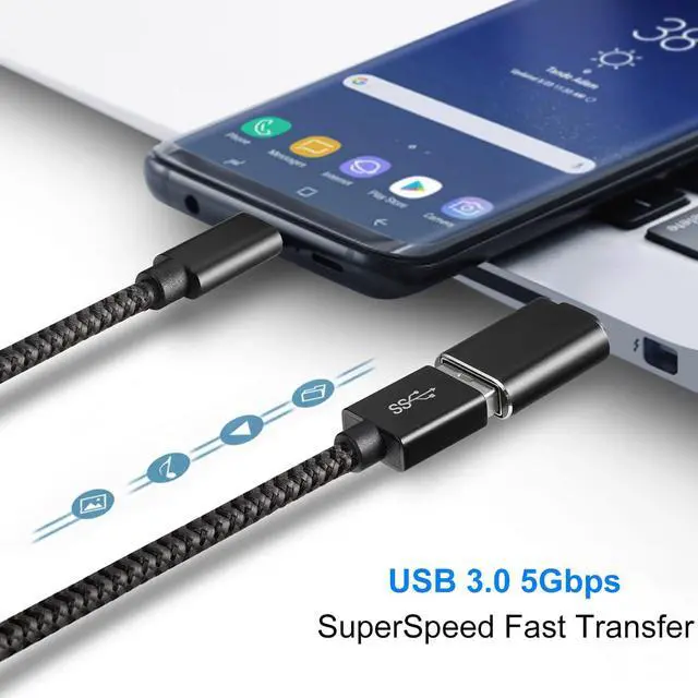 Alt view image 6 of 7 - USB to USB C Adapter 4 Pack, USB C Female to USB 3.0 Male Adapter x2, USB A 3.0 Female to Type C Male Adaptor x2, Compatible with MacBook, iPhone 17/16/15, Samsung Galaxy, Smartphone,Tablet,Laptop