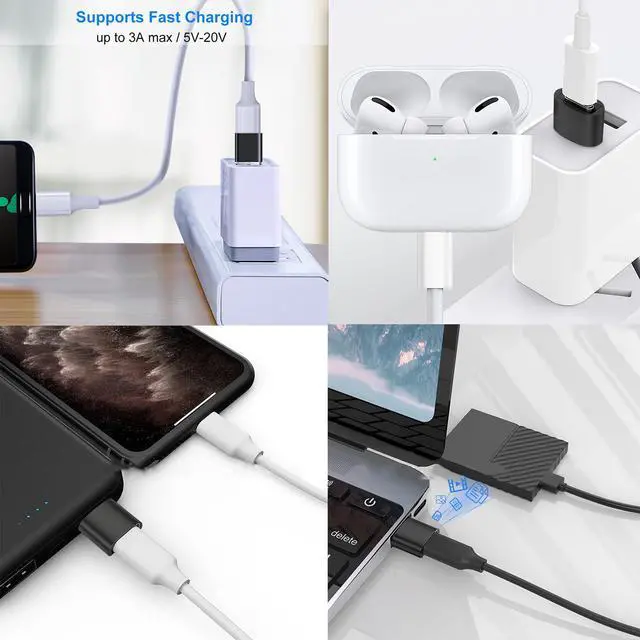 Alt view image 4 of 7 - USB to USB C Adapter 4 Pack, USB C Female to USB 3.0 Male Adapter x2, USB A 3.0 Female to Type C Male Adaptor x2, Compatible with MacBook, iPhone 17/16/15, Samsung Galaxy, Smartphone,Tablet,Laptop