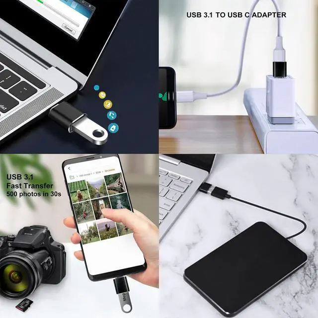 Alt view image 7 of 7 - USB to USB C Adapter 4 Pack, USB C Female to USB 3.0 Male Adapter x2, USB A 3.0 Female to Type C Male Adaptor x2, Compatible with MacBook, iPhone 17/16/15, Samsung Galaxy, Smartphone,Tablet,Laptop