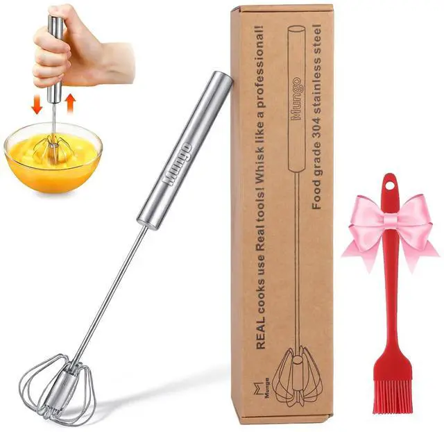 Main image of 12 Inch Stainless Steel Egg Whisk - Hand Push Rotary Whisk Blender - Versatile Milk Frother, Hand Push Mixer Stirrer for Beating & Stirring, Whisking, Blending