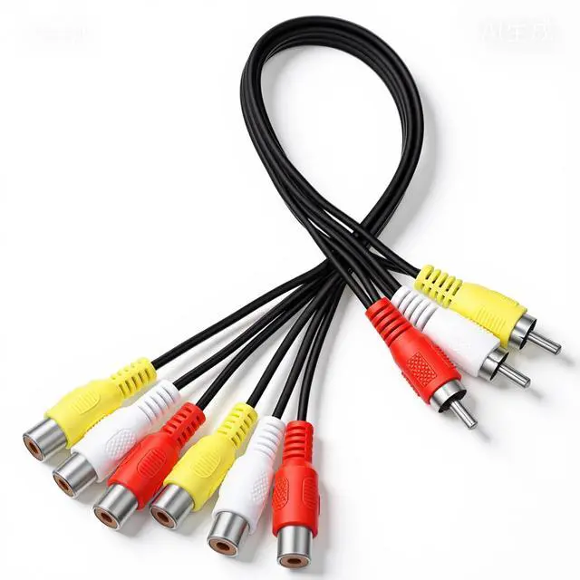 Main image of RCA Splitter Cable, 3 RCA Male Jack to 6-RCA Female Audio AV Splitter Cable Plug Splitters 11 Inches Long Composite Video AV Adapter Cables Output Cables Cords