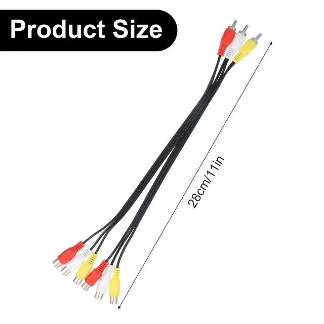 Alt view image 2 of 7 - RCA Splitter Cable, 3 RCA Male Jack to 6-RCA Female Audio AV Splitter Cable Plug Splitters 11 Inches Long Composite Video AV Adapter Cables Output Cables Cords