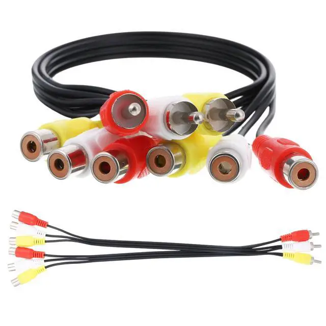 Alt view image 3 of 7 - RCA Splitter Cable, 3 RCA Male Jack to 6-RCA Female Audio AV Splitter Cable Plug Splitters 11 Inches Long Composite Video AV Adapter Cables Output Cables Cords