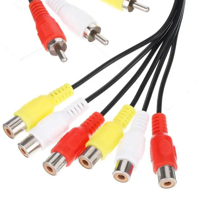 Alt view image 5 of 7 - RCA Splitter Cable, 3 RCA Male Jack to 6-RCA Female Audio AV Splitter Cable Plug Splitters 11 Inches Long Composite Video AV Adapter Cables Output Cables Cords
