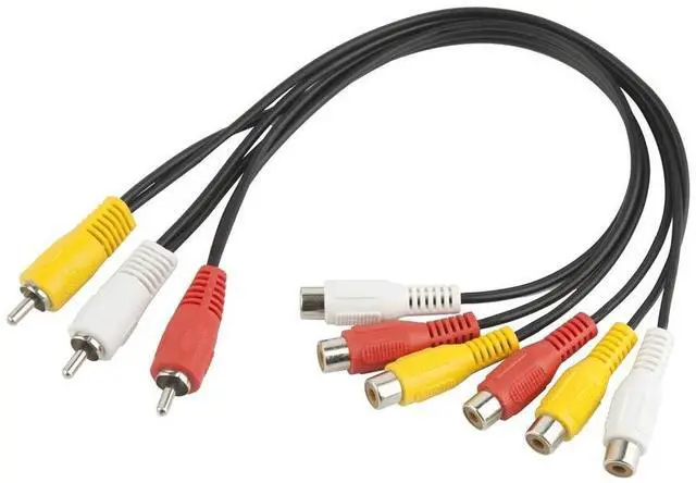 Main image of 3 RCA Cable Splitter, 3 RCA Male to 6 RCA Female Plug AV Splitter Audio Video Adapter Cable 12inch