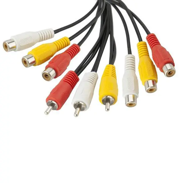 Alt view image 3 of 6 - 3 RCA Cable Splitter, 3 RCA Male to 6 RCA Female Plug AV Splitter Audio Video Adapter Cable 12inch