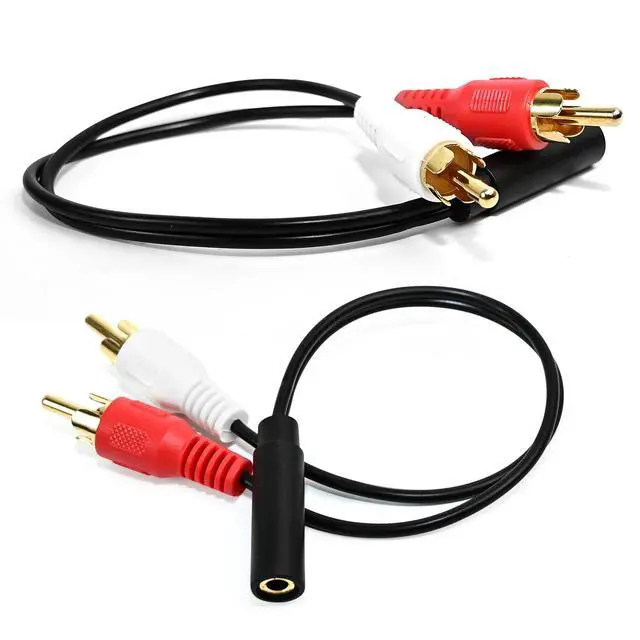 Alt view image 6 of 7 - RCA Y Adapter 2-Pack, 1 Male to 2 Female, Gold-Plated