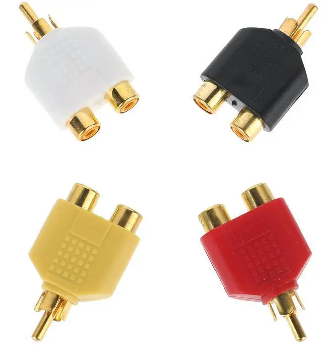 Main image of 4Pcs RCA Y Splitter Plug Adapter RCA 1 Male to 2 Female Audio Speaker 2 Female to 1 Male Y Adapter Splitter Cable for Audio Video Av Tv Cable Convert
