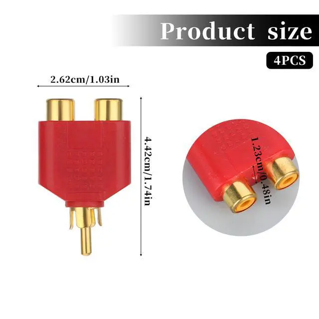 Alt view image 2 of 7 - 4Pcs RCA Y Splitter Plug Adapter RCA 1 Male to 2 Female Audio Speaker 2 Female to 1 Male Y Adapter Splitter Cable for Audio Video Av Tv Cable Convert