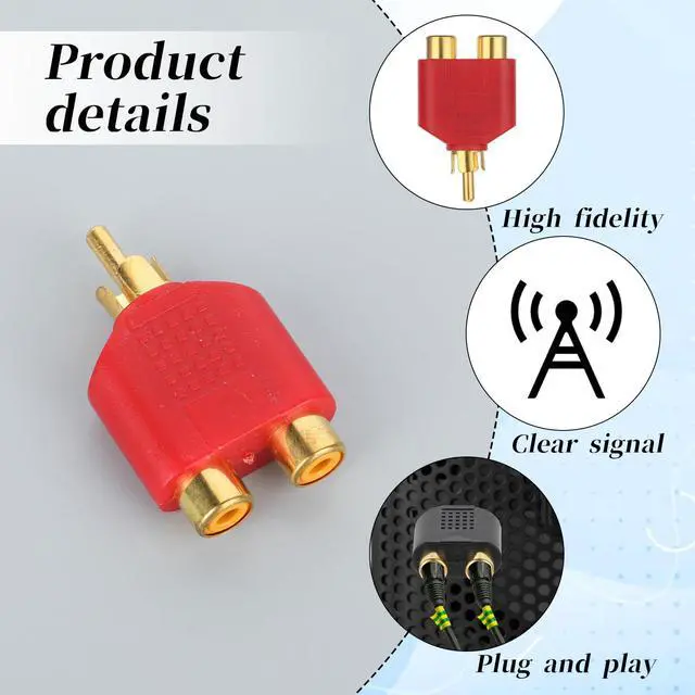 Alt view image 3 of 7 - 4Pcs RCA Y Splitter Plug Adapter RCA 1 Male to 2 Female Audio Speaker 2 Female to 1 Male Y Adapter Splitter Cable for Audio Video Av Tv Cable Convert