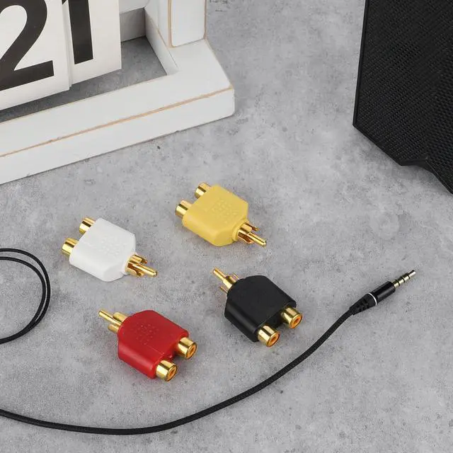 Alt view image 4 of 7 - 4Pcs RCA Y Splitter Plug Adapter RCA 1 Male to 2 Female Audio Speaker 2 Female to 1 Male Y Adapter Splitter Cable for Audio Video Av Tv Cable Convert