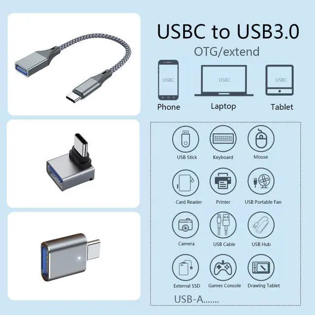 Alt view image 2 of 6 - 3Pcs Upgraded USB C to USB Adapter, High-Speed Data Transfer, USB Converter,USB C Male to USB 3.0 Female OTG Adapter for Apple 16 15, Mac, Tablet, Notebook, and More Type C Devices