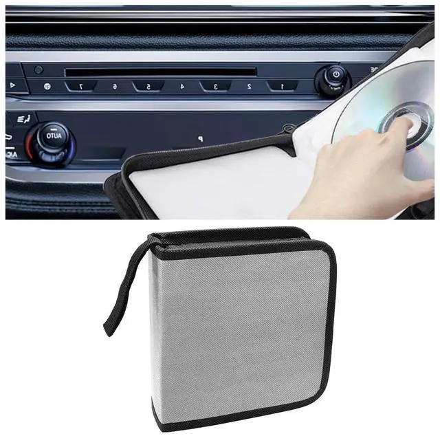 Main image of Car CD Case Holder, 40 Capacity DVD Disc Organizer Wallet with Zipper, Portable Hard Plastic CD Storage Binder, Universal DVD Protective Accessories for Car, Home, Travel, Office (Gray)