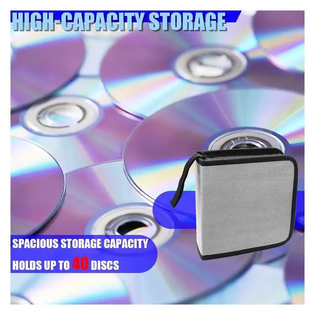 Alt view image 6 of 6 - Car CD Case Holder, 40 Capacity DVD Disc Organizer Wallet with Zipper, Portable Hard Plastic CD Storage Binder, Universal DVD Protective Accessories for Car, Home, Travel, Office (Gray)