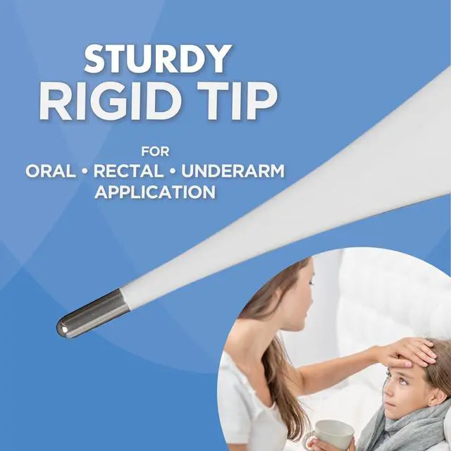 Alt view image 5 of 7 - 60-Second Readout | Fever Alert + Memory Recall| Clinical Rigid Tip | Hygienic Water-Resistant Easy Cleaning | Storage Case + Probe Covers Included