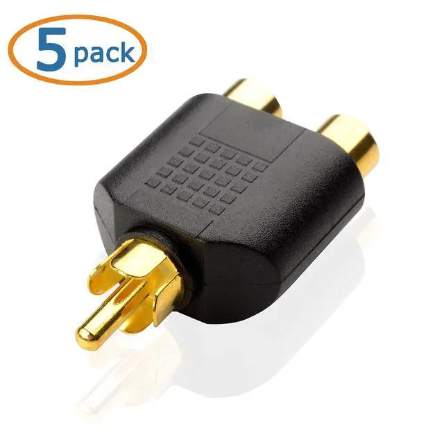 Alt view image 2 of 5 - 5-Pack Gold Plated RCA Male to Female Split Adapter