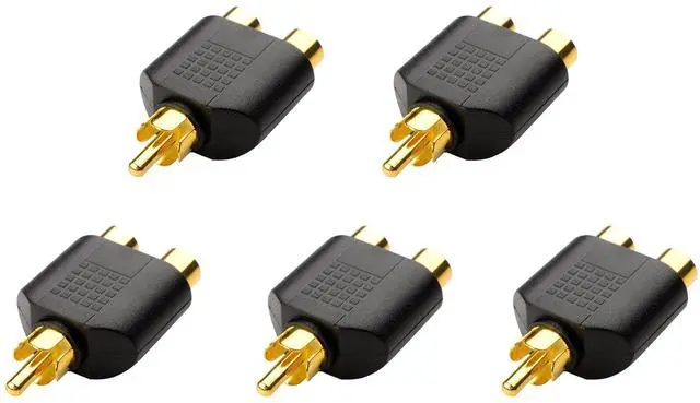 Main image of 5-Pack Gold Plated RCA Male to Female Split Adapter