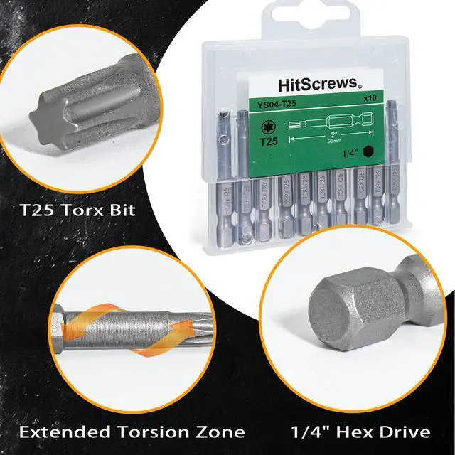 Alt view image 6 of 7 - 10Pcs T25 Torx Bits Magnetic Set, 2 Inch S2 Steel Star Screwdriver Bits with 1/4" Hex Shank in Storage Box For Impact Driver Ready & Home Repair
