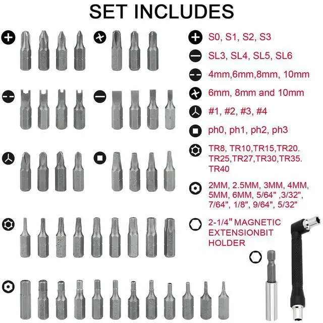 Alt view image 2 of 7 - 46pcs Security Bit Set with Security Torx, Square, Metric & SAE Hex, Torq, Phillips, Slotted, Triwing, Spanner Tamper Proof Torx Bits, Comprehensive Security Screwdriver Set(Red)