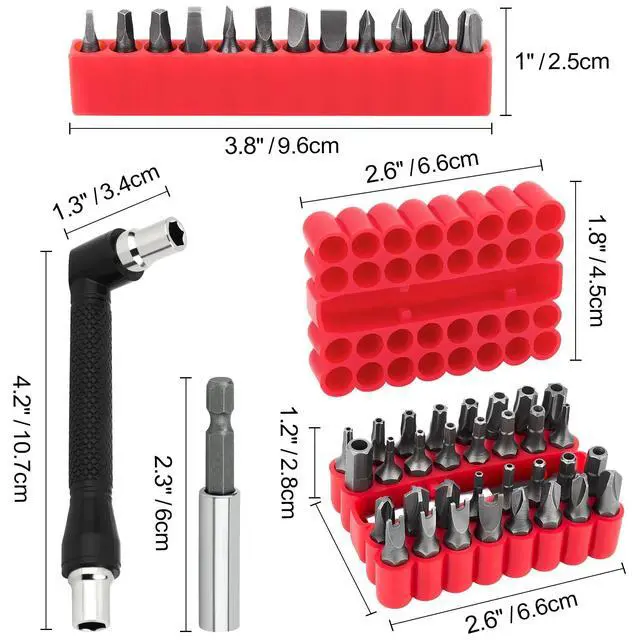 Alt view image 3 of 7 - 46pcs Security Bit Set with Security Torx, Square, Metric & SAE Hex, Torq, Phillips, Slotted, Triwing, Spanner Tamper Proof Torx Bits, Comprehensive Security Screwdriver Set(Red)