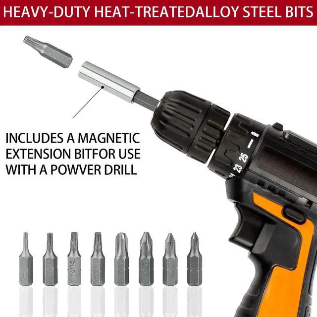 Alt view image 4 of 7 - 46pcs Security Bit Set with Security Torx, Square, Metric & SAE Hex, Torq, Phillips, Slotted, Triwing, Spanner Tamper Proof Torx Bits, Comprehensive Security Screwdriver Set(Red)