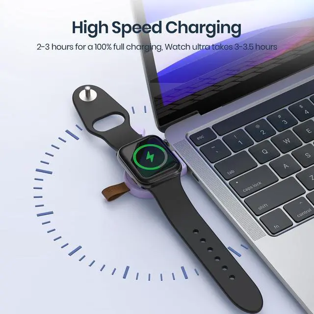 Alt view image 5 of 7 - Charger for Apple Watch Portable iWatch USB Wireless Charger, Travel Cordless Charger with Light Weight Magnetic Quick Charge for Apple Watch Ultra2/1 Series11 10 9 8 7 6 5 4 3 2 1 SE, Purple