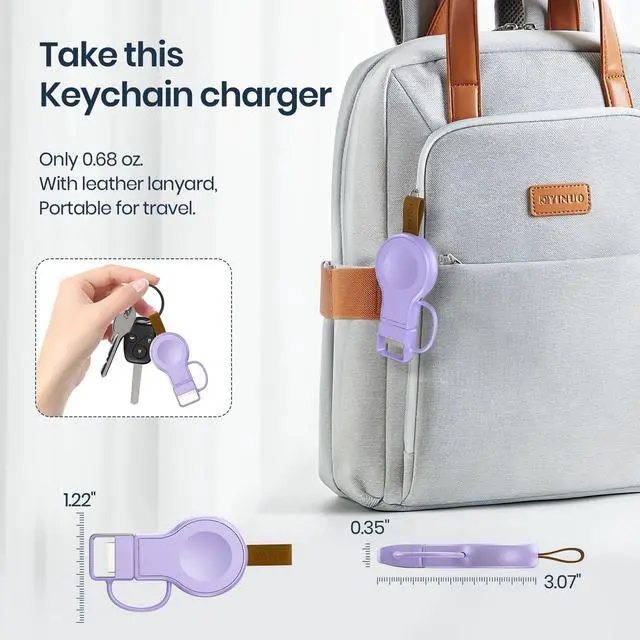 Alt view image 7 of 7 - Charger for Apple Watch Portable iWatch USB Wireless Charger, Travel Cordless Charger with Light Weight Magnetic Quick Charge for Apple Watch Ultra2/1 Series11 10 9 8 7 6 5 4 3 2 1 SE, Purple