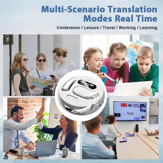 Alt view image 4 of 7 - AI Real-Time Translation Earbuds,144 Languages 3-in-1 Wireless Bluetooth Earbuds for iOS & Android, Business/Travel/Language Learning Translator Earphones with Charging CaseWhite