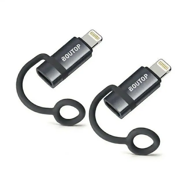 Main image of Apple MFi Certified 60W PD Fast Charging USB-C to Lightning Adapter with Anti-Loss Lanyard Apple Ecosystem Bridge, Dedicated for Charging & Data Sync (Space Gray, 2-Pack)