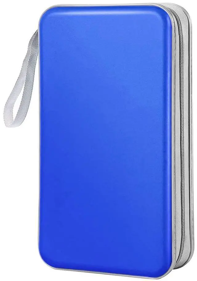 Main image of CD Case Wallet, 80 Capacity DVD VCD Media Blu-ray Case Wallet Holder Storage Organizer (Blue)