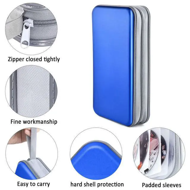 Alt view image 2 of 6 - CD Case Wallet, 80 Capacity DVD VCD Media Blu-ray Case Wallet Holder Storage Organizer (Blue)
