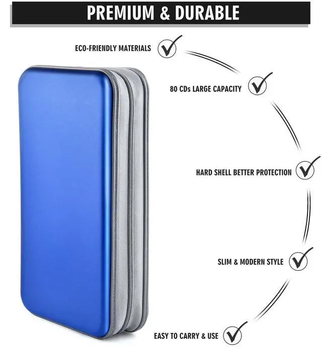 Alt view image 3 of 6 - CD Case Wallet, 80 Capacity DVD VCD Media Blu-ray Case Wallet Holder Storage Organizer (Blue)