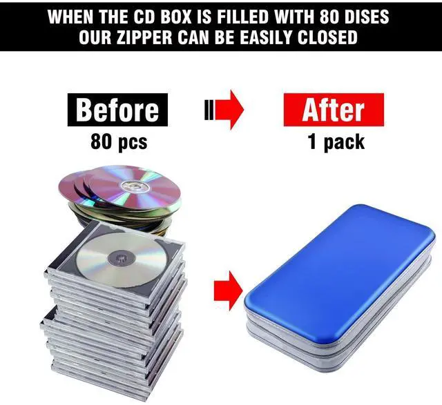 Alt view image 4 of 6 - CD Case Wallet, 80 Capacity DVD VCD Media Blu-ray Case Wallet Holder Storage Organizer (Blue)