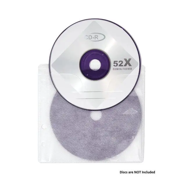 Alt view image 2 of 7 - White CD, DVD and Blu-Ray Disc Double-Sided Plastic Sleeves with Non-Woven Fabric for CD, DVD and BluRay Disc Storage, Refill Insert CD Wallets, 100 Pack (200 pcs Discs Capacity).