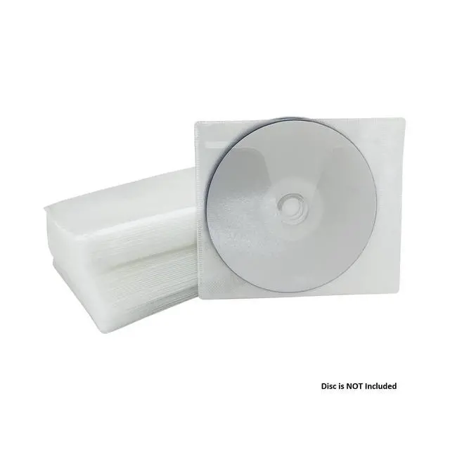 Alt view image 4 of 7 - White CD, DVD and Blu-Ray Disc Double-Sided Plastic Sleeves with Non-Woven Fabric for CD, DVD and BluRay Disc Storage, Refill Insert CD Wallets, 100 Pack (200 pcs Discs Capacity).