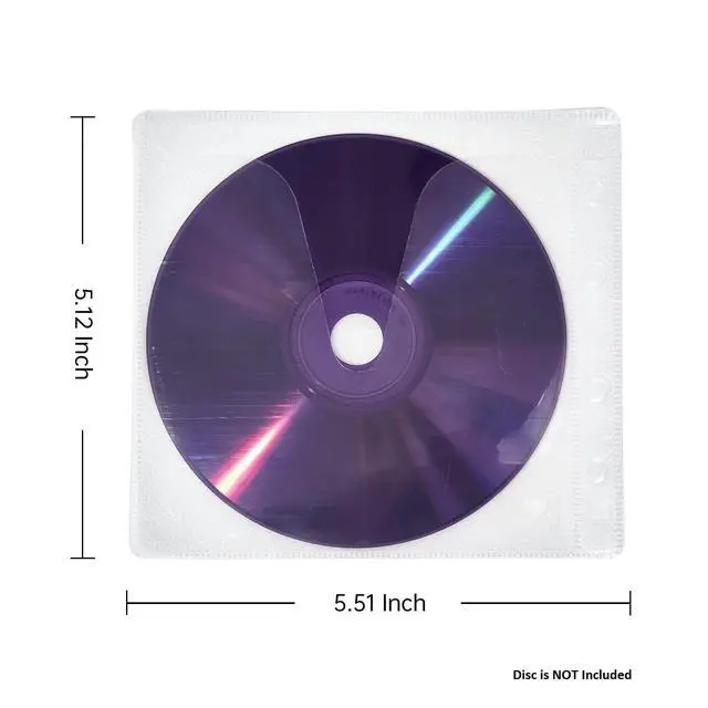 Alt view image 6 of 7 - White CD, DVD and Blu-Ray Disc Double-Sided Plastic Sleeves with Non-Woven Fabric for CD, DVD and BluRay Disc Storage, Refill Insert CD Wallets, 100 Pack (200 pcs Discs Capacity).