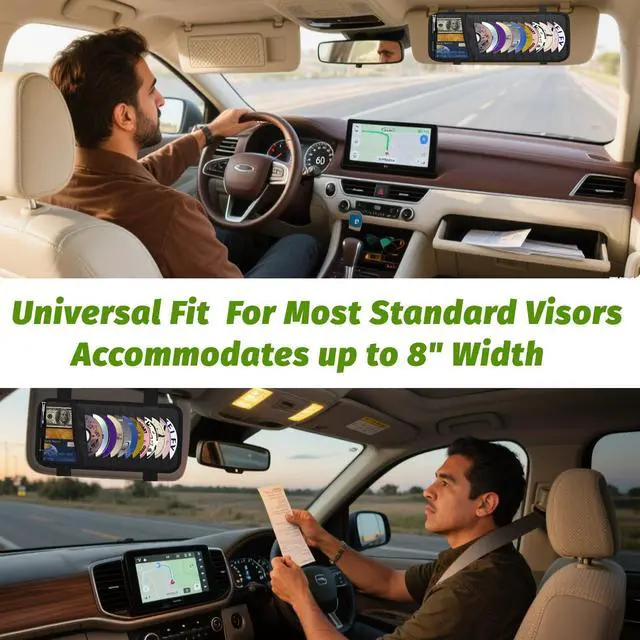 Alt view image 6 of 7 - CD Visor Holder for Car, Large Capacity CD & DVD Visor Case, Vehicle Visor Storage Organizer with 12 Disc Sleeves, 1 Mesh Pocket 1 Pen Holder and & Elastic Band (Black)