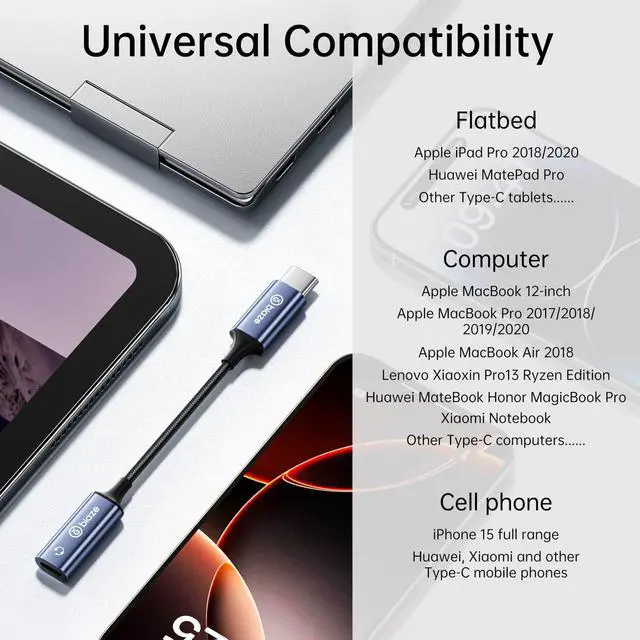 Alt view image 4 of 7 - USB C to Lightning Audio Adapter, USB Type C Male to Lightning Female Headphone Converter, Compatible with iPhone 16/15 Full Series, iPad Pro, iPad Air 6/5/4,MacBook (usb c to lightning adapter)