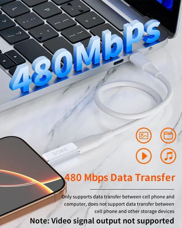 Alt view image 3 of 7 - Light-ning to USB C Adapter 2 Pack,27W PD Fast Charging 480Mbps Data Transfer,USB Type C to Light-ning Converter for Phone 15/16/17 Series,Pad Pro,Ga-laxy,Not for Headphones/OTG/Flash Drive/Pencil
