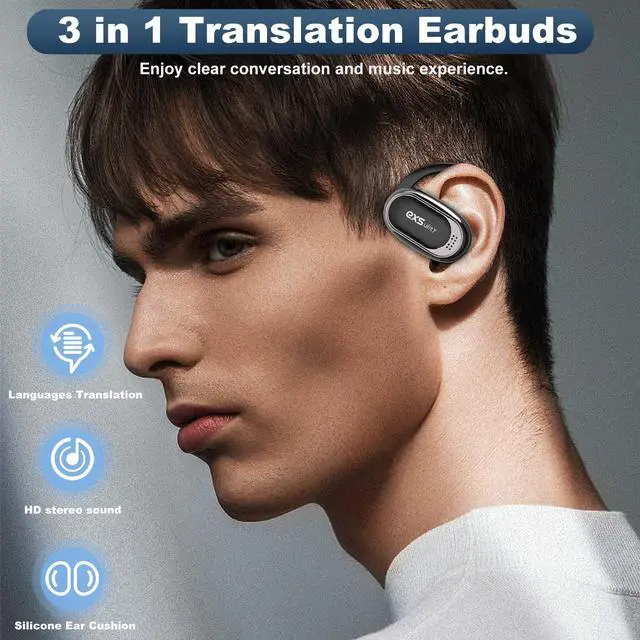 Alt view image 4 of 6 - AI Translator Earbuds Real Time,Support 144 Languages Translation & 5 Translation Modes,3-in-1 HD Sound Translator Earphones with APP Compatible with iOS & Android (Black)