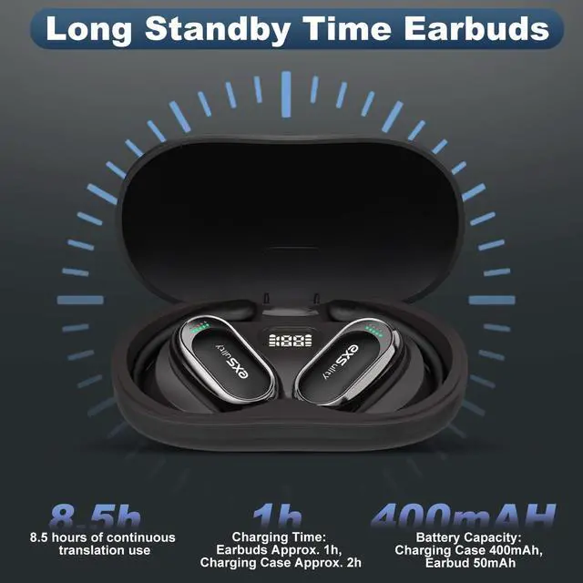 Alt view image 6 of 6 - AI Translator Earbuds Real Time,Support 144 Languages Translation & 5 Translation Modes,3-in-1 HD Sound Translator Earphones with APP Compatible with iOS & Android (Black)
