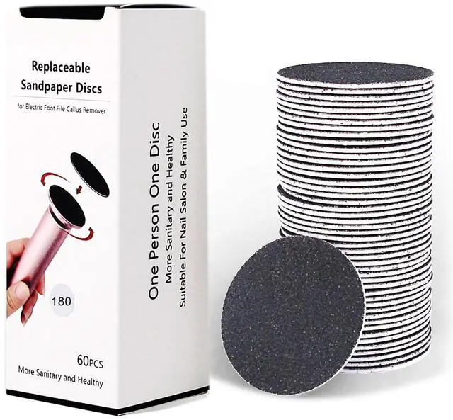 Main image of 60pcs Replaceable Sandpaper Refill Discs for Electric Foot File Callus Remover Hard Dry Dead Skin Removal (Fine 180 Grit)
