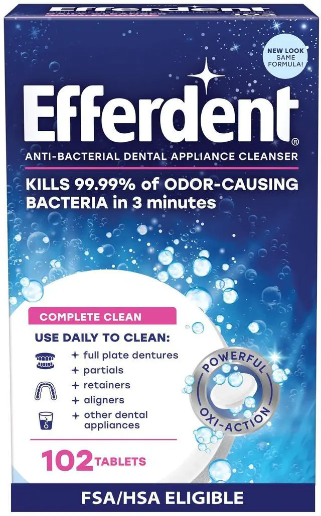 Main image of Retainer Cleaning Tablets, Denture Cleanser Tablets for Dental Appliances, Complete Clean, 102 Tablets